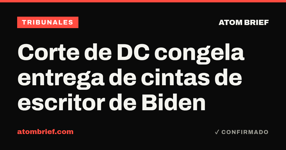 Corte de DC congela entrega de cintas de escritor de Biden