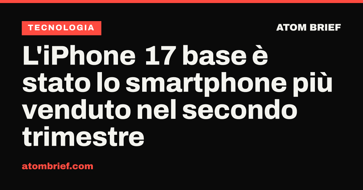 L'iPhone 17 base è stato lo smartphone più venduto nel secondo trimestre