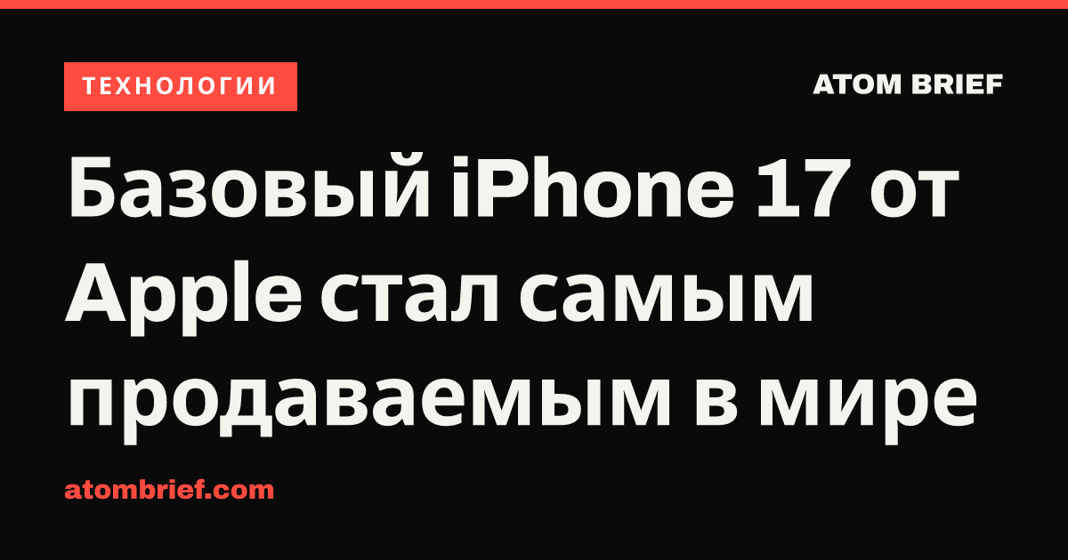 Базовый iPhone 17 от Apple стал самым продаваемым в мире