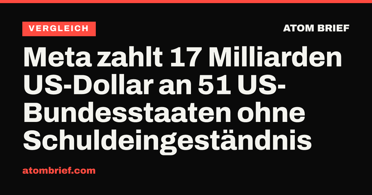Meta zahlt 17 Milliarden US-Dollar an 51 US-Bundesstaaten ohne Schuldeingeständnis