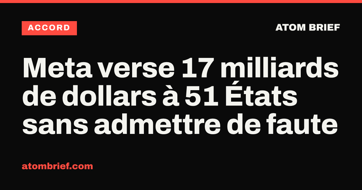 Meta verse 17 milliards de dollars à 51 États sans admettre de faute
