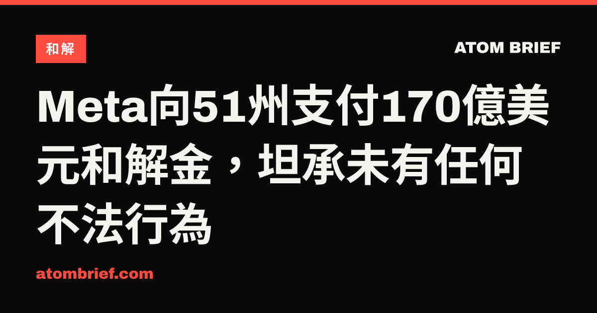 Meta向51州支付170億美元和解金，坦承未有任何不法行為