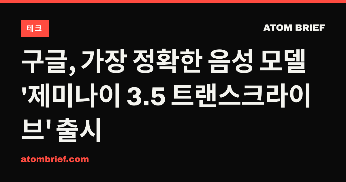 구글, 가장 정확한 음성 모델 '제미나이 3.5 트랜스크라이브' 출시
