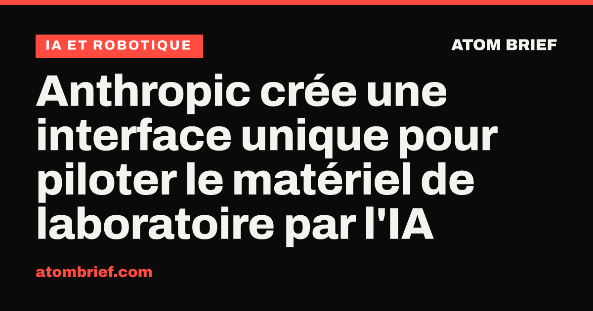Anthropic crée une interface unique pour piloter le matériel de laboratoire par l'IA
