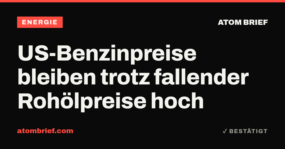 US-Benzinpreise bleiben trotz fallender Rohölpreise hoch