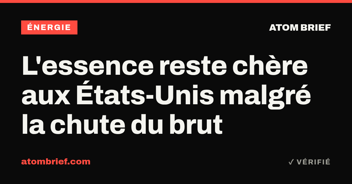 L'essence reste chère aux États-Unis malgré la chute du brut