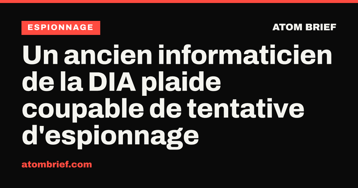 Un ancien informaticien de la DIA plaide coupable de tentative d'espionnage