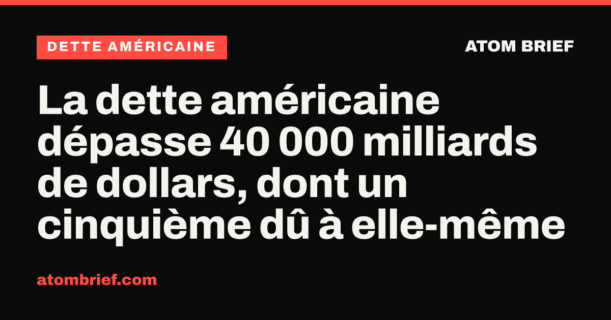 La dette américaine dépasse 40 000 milliards de dollars, dont un cinquième dû à elle-même