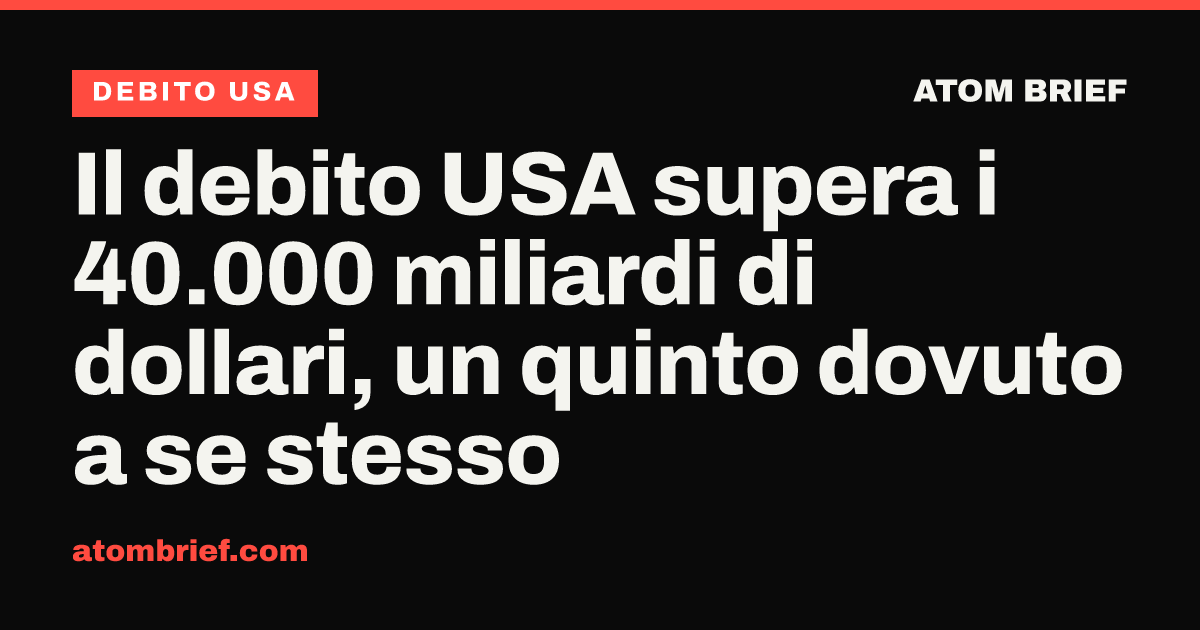 Il debito USA supera i 40.000 miliardi di dollari, un quinto dovuto a se stesso