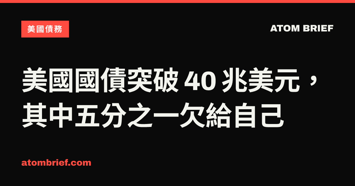 美國國債突破 40 兆美元，其中五分之一欠給自己
