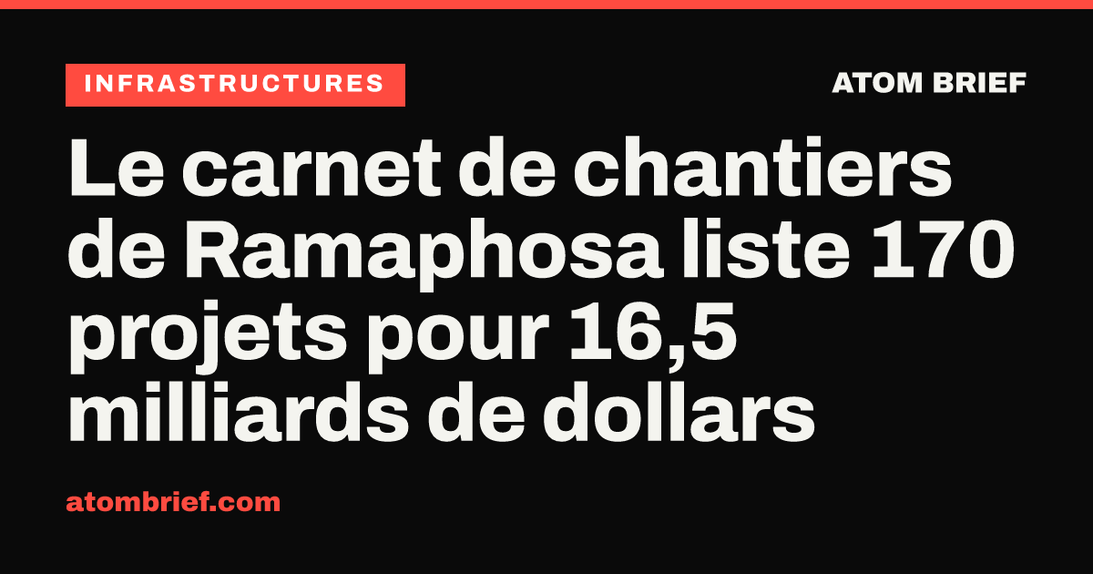 Le carnet de chantiers de Ramaphosa liste 170 projets pour 16,5 milliards de dollars