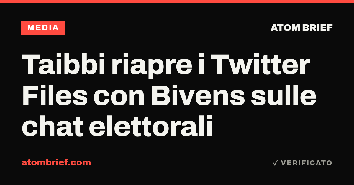Taibbi riapre i Twitter Files con Bivens sulle chat elettorali