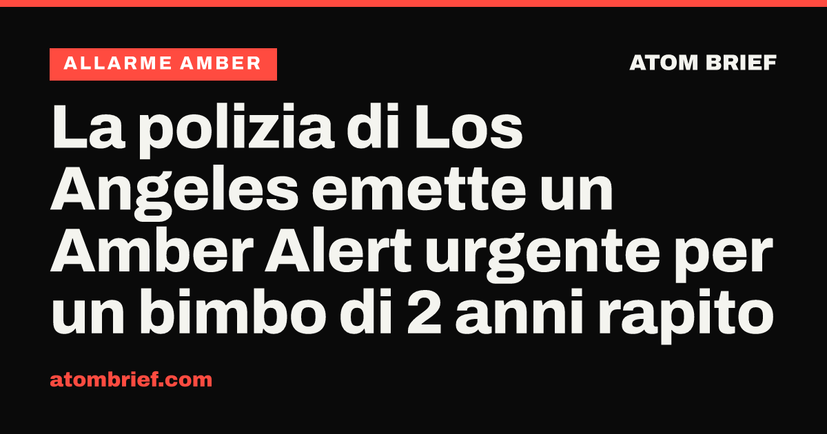 La polizia di Los Angeles emette un Amber Alert urgente per un bimbo di 2 anni rapito