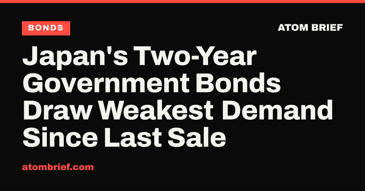 Japan's Two-Year Government Bonds Draw Weakest Demand Since Last Sale