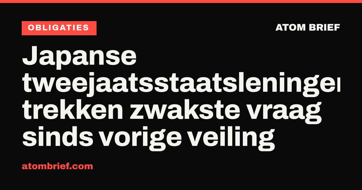 Japanse tweejaatsstaatsleningen trekken zwakste vraag sinds vorige veiling