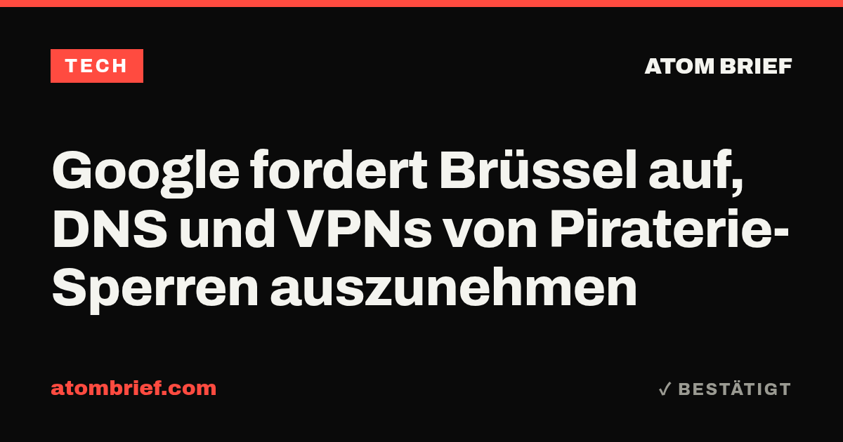 Google fordert Brüssel auf, DNS und VPNs von Piraterie-Sperren auszunehmen