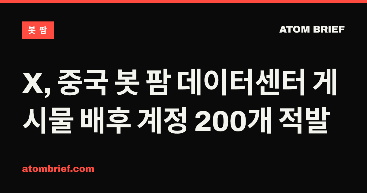 X, 중국 봇 팜 데이터센터 게시물 배후 계정 200개 적발
