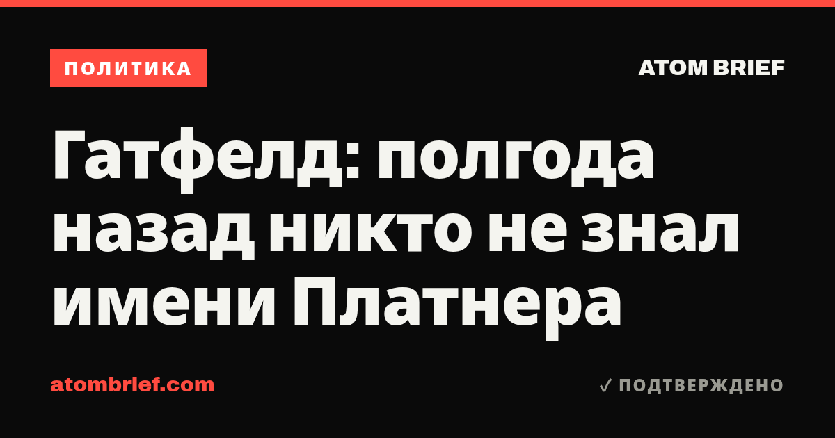 Гатфелд: полгода назад никто не знал имени Платнера