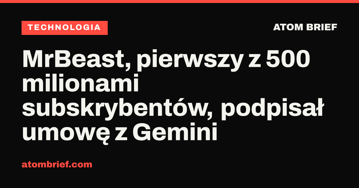 MrBeast, pierwszy z 500 milionami subskrybentów, podpisał umowę z Gemini
