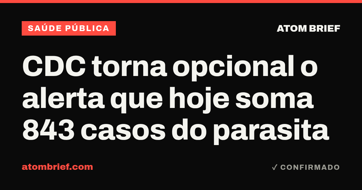 CDC torna opcional o alerta que hoje soma 843 casos do parasita