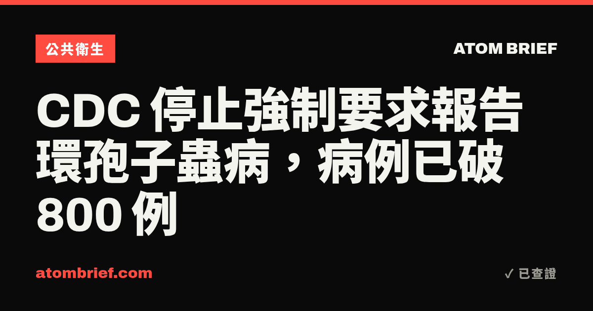 CDC 停止強制要求報告環孢子蟲病，病例已破 800 例