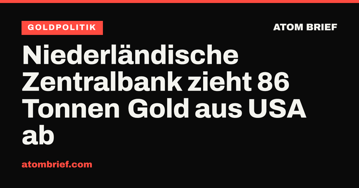 Niederländische Zentralbank zieht 86 Tonnen Gold aus USA ab
