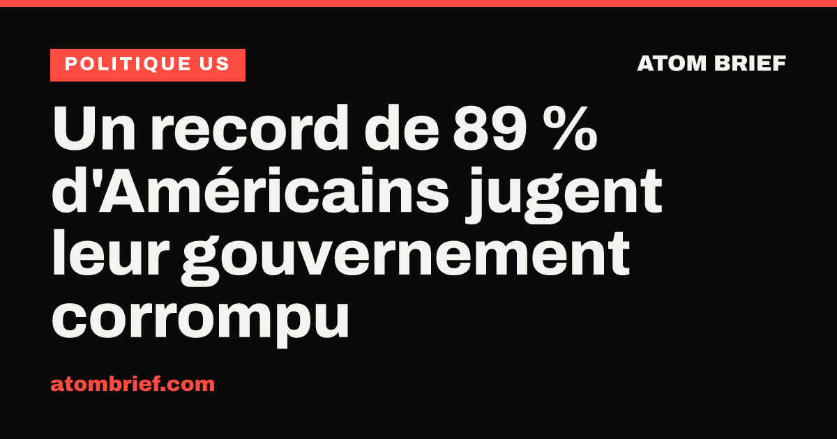 Un record de 89 % d'Américains jugent leur gouvernement corrompu