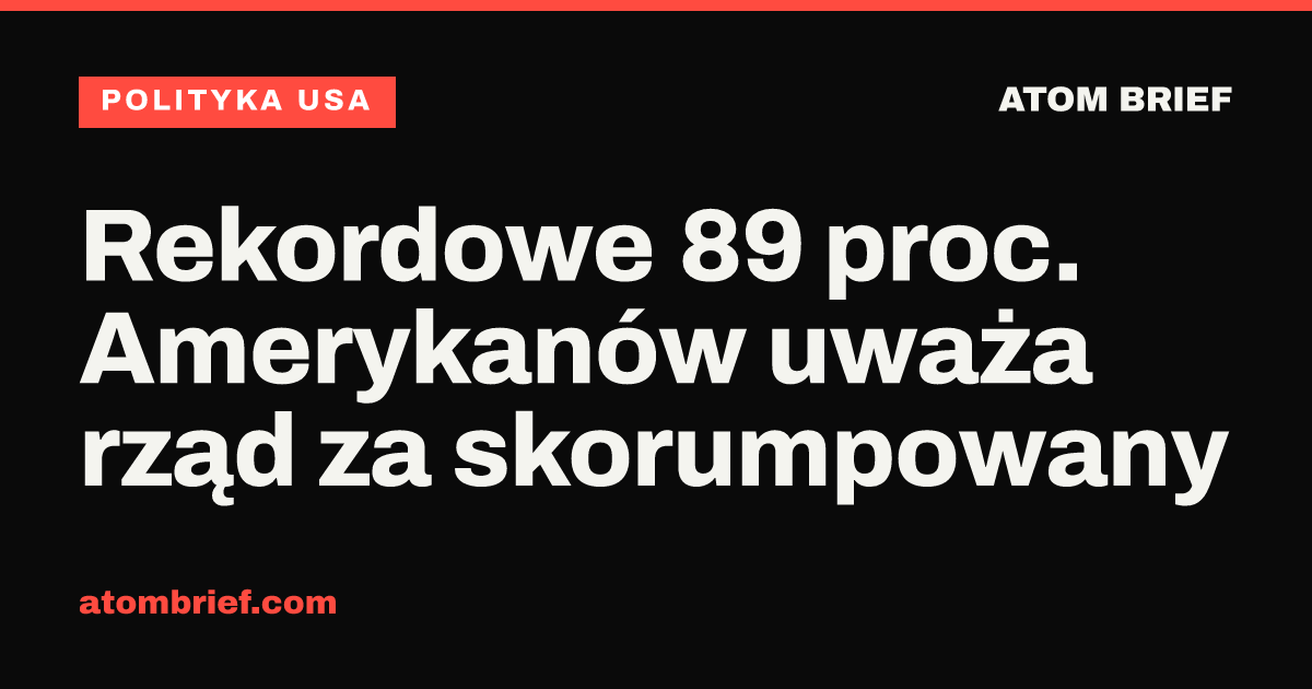 Rekordowe 89 proc. Amerykanów uważa rząd za skorumpowany
