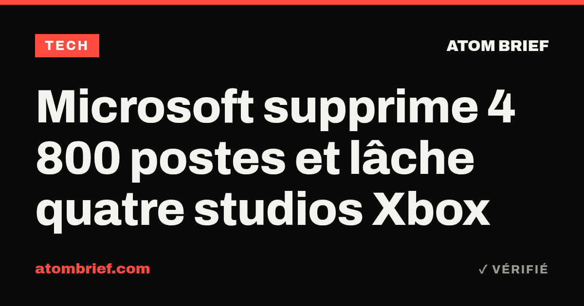 Microsoft supprime 4 800 postes et lâche quatre studios Xbox