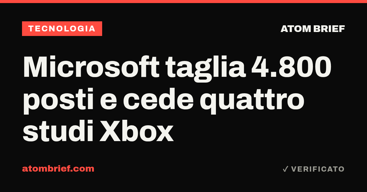 Microsoft taglia 4.800 posti e cede quattro studi Xbox