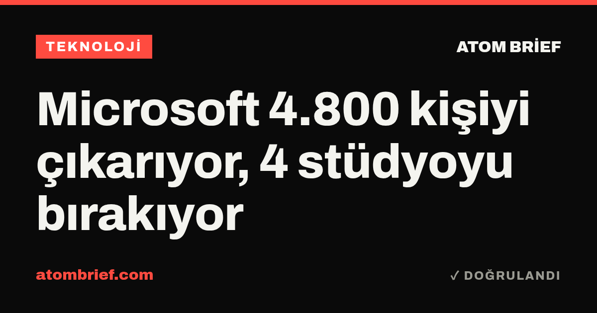 Microsoft 4.800 kişiyi çıkarıyor, 4 stüdyoyu bırakıyor
