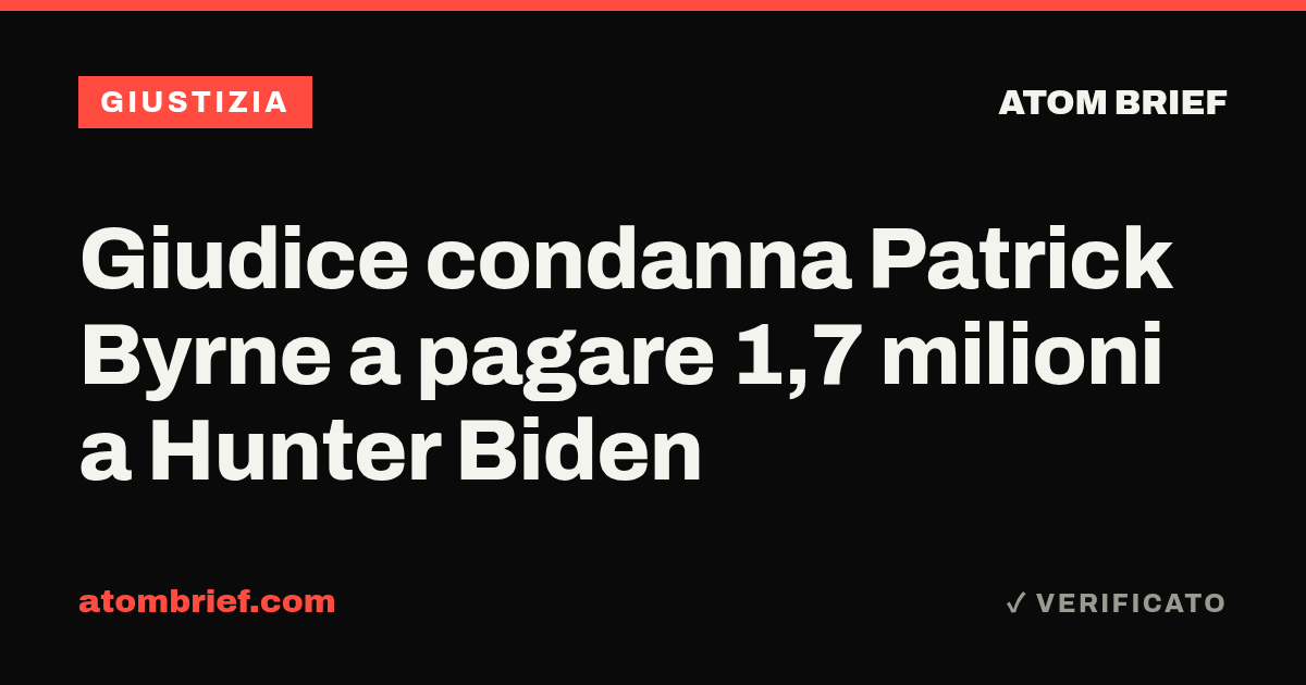 Giudice condanna Patrick Byrne a pagare 1,7 milioni a Hunter Biden