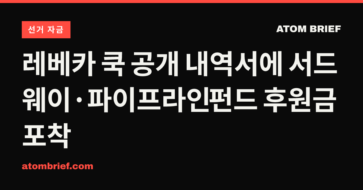 레베카 쿡 공개 내역서에 서드웨이·파이프라인 펀드 후원금 포착