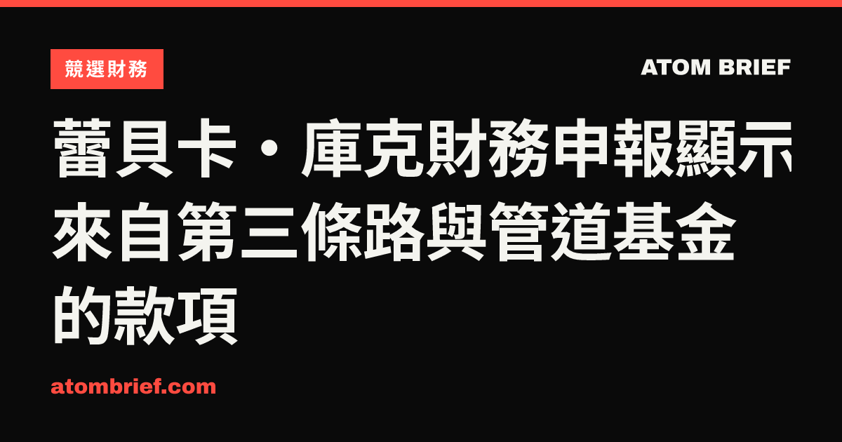 蕾貝卡·庫克財務申報顯示來自第三條路與管道基金的款項