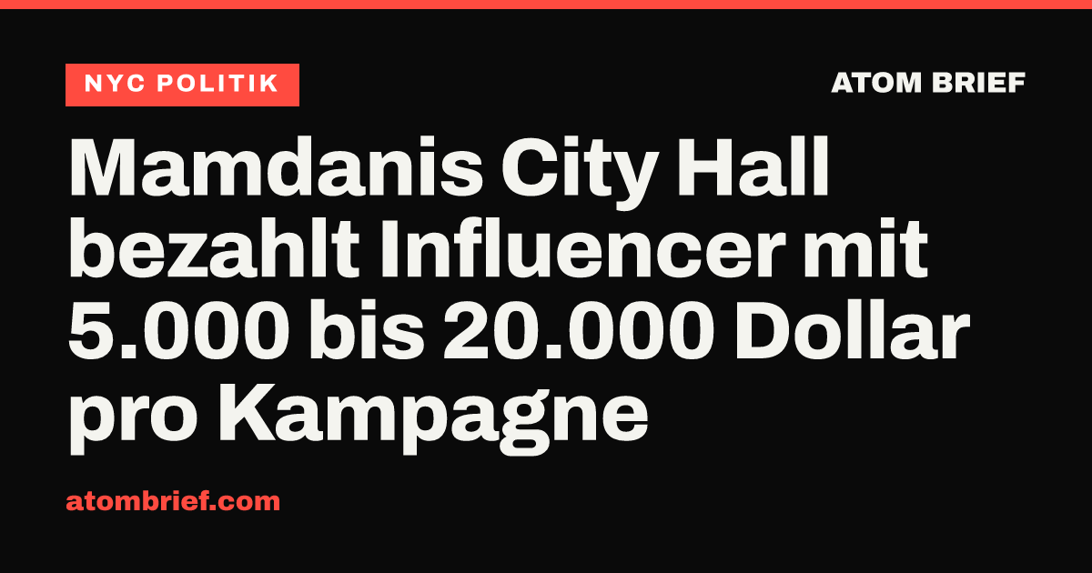 Mamdanis City Hall bezahlt Influencer mit 5.000 bis 20.000 Dollar pro Kampagne