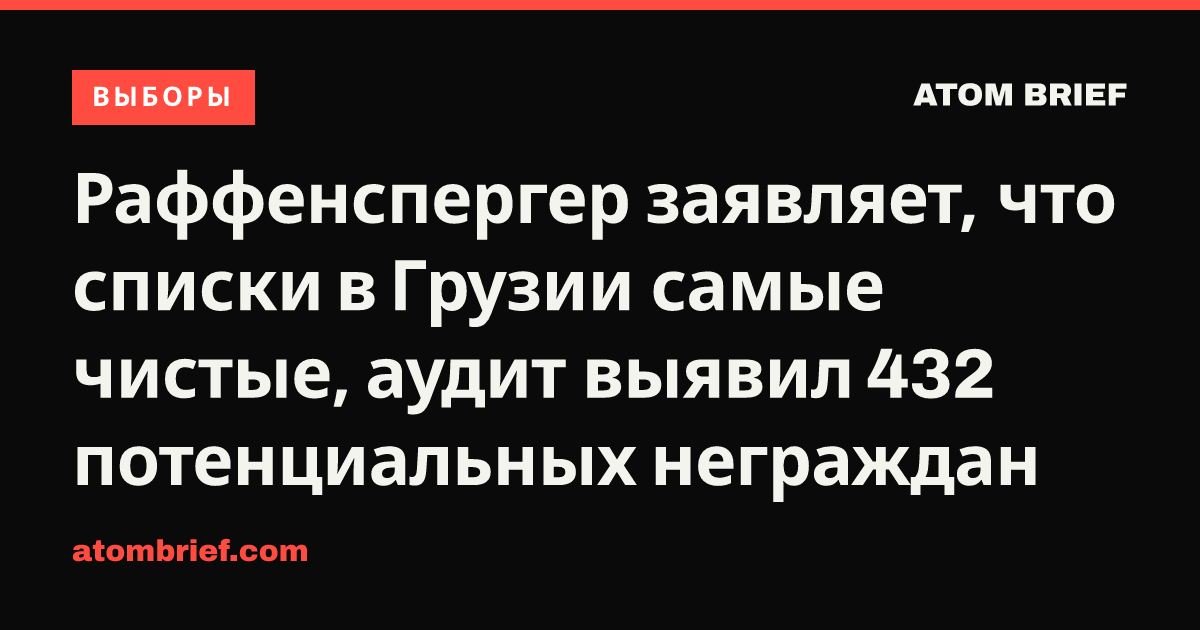 Раффенспергер заявляет, что списки в Грузии самые чистые, аудит выявил 432 потенциальных неграждан
