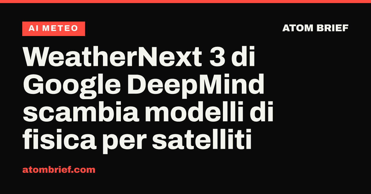 WeatherNext 3 di Google DeepMind scambia modelli di fisica per satelliti