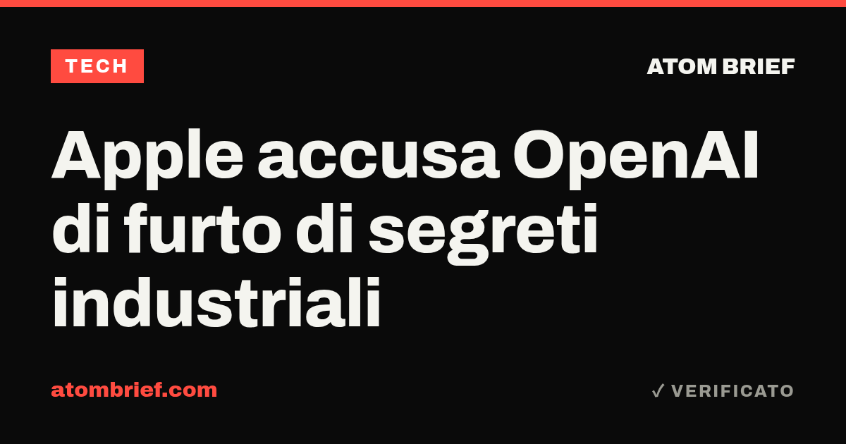 Apple accusa OpenAI di furto di segreti industriali