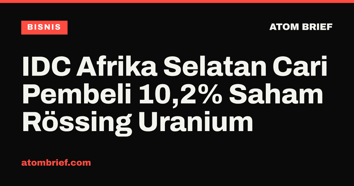 IDC Afrika Selatan Cari Pembeli 10,2% Saham Rössing Uranium