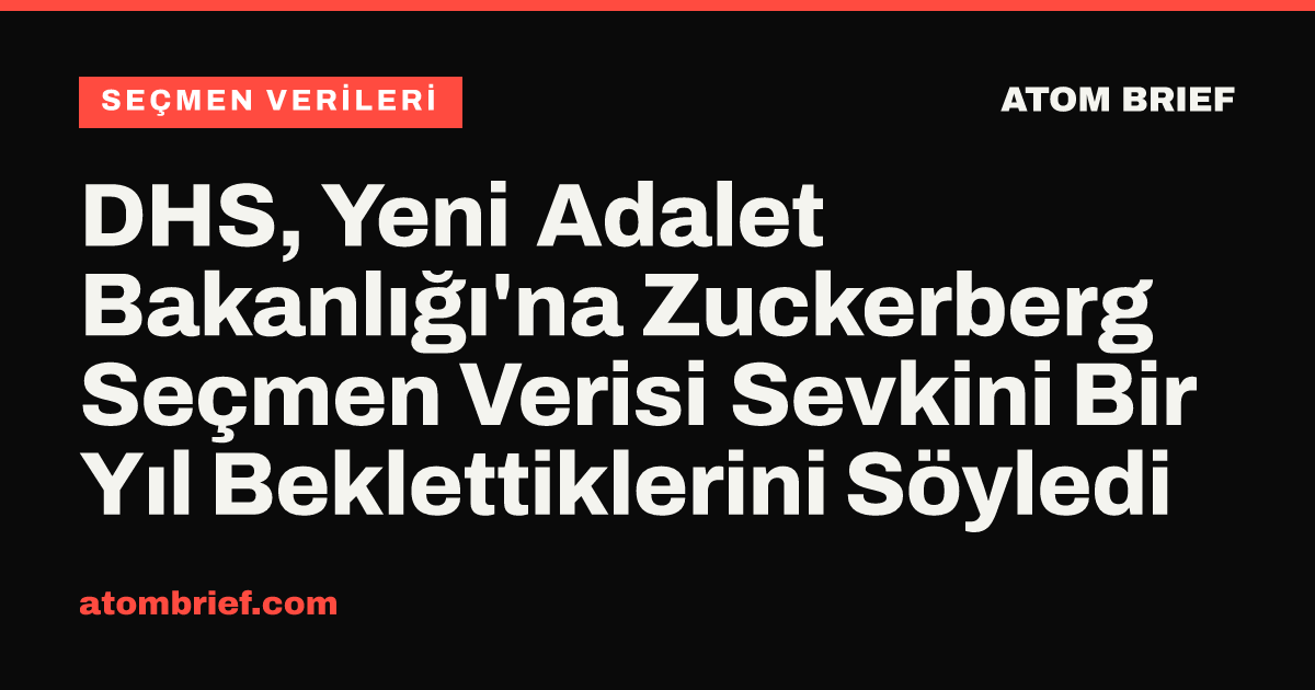 DHS, Yeni Adalet Bakanlığı'na Zuckerberg Seçmen Verisi Sevkini Bir Yıl Beklettiklerini Söyledi