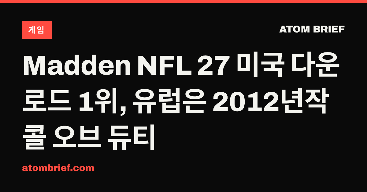 Madden NFL 27 미국 다운로드 1위, 유럽은 2012년작 콜 오브 듀티