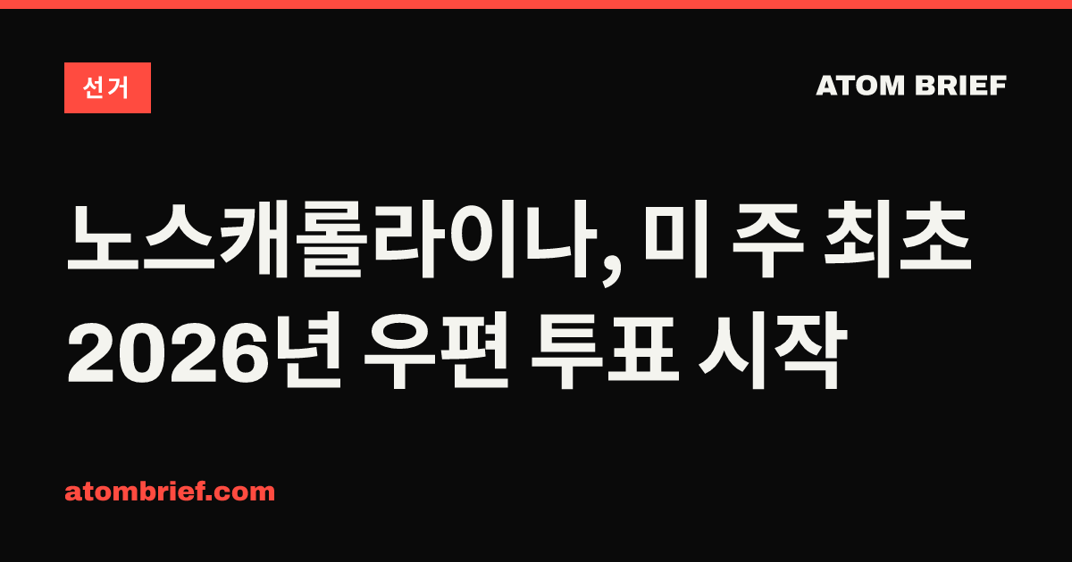 노스캐롤라이나, 미 주 최초 2026년 우편 투표 시작