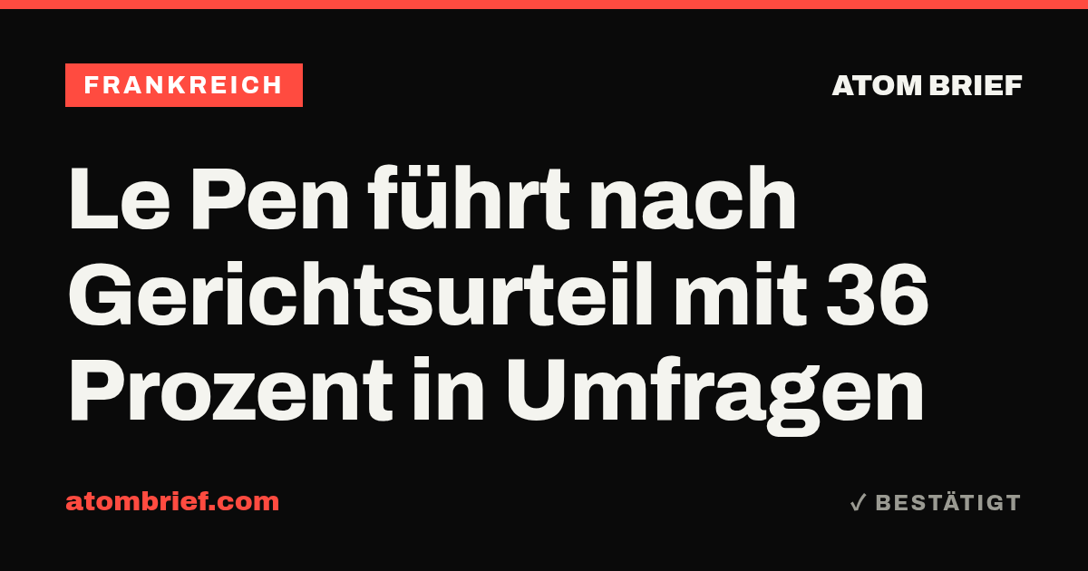 Le Pen führt nach Gerichtsurteil mit 36 Prozent in Umfragen