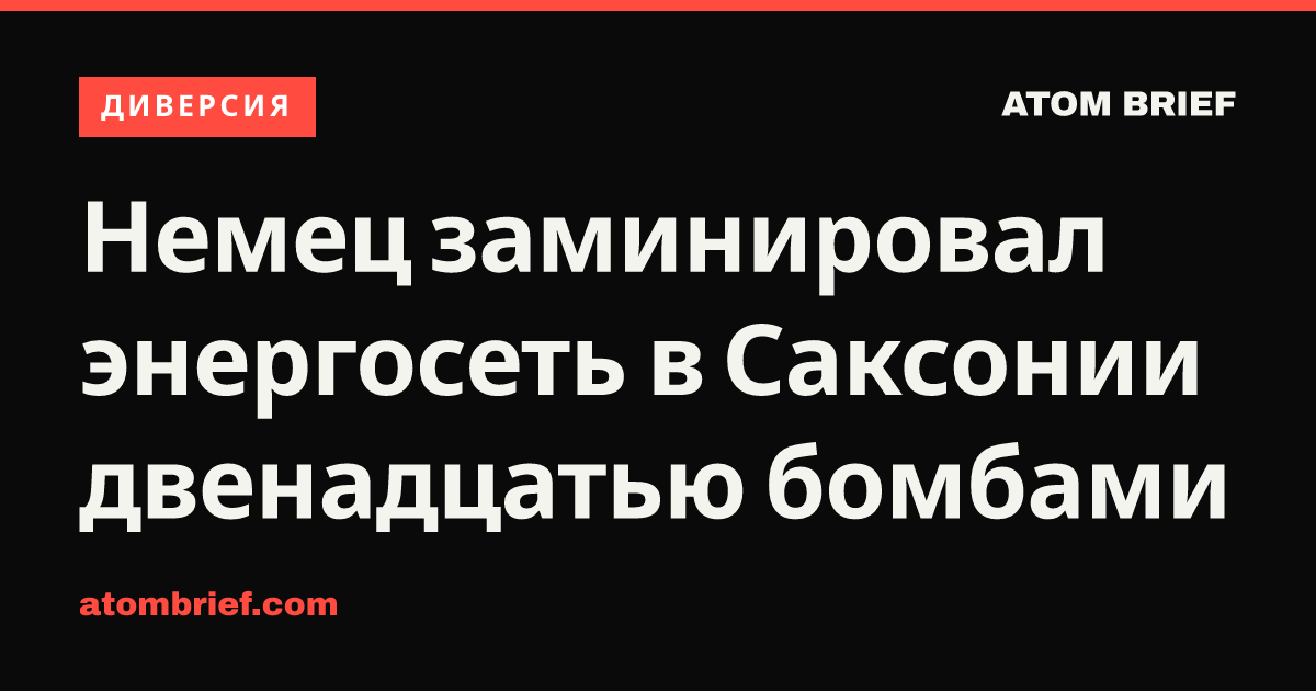 Немец заминировал энергосеть в Саксонии двенадцатью бомбами