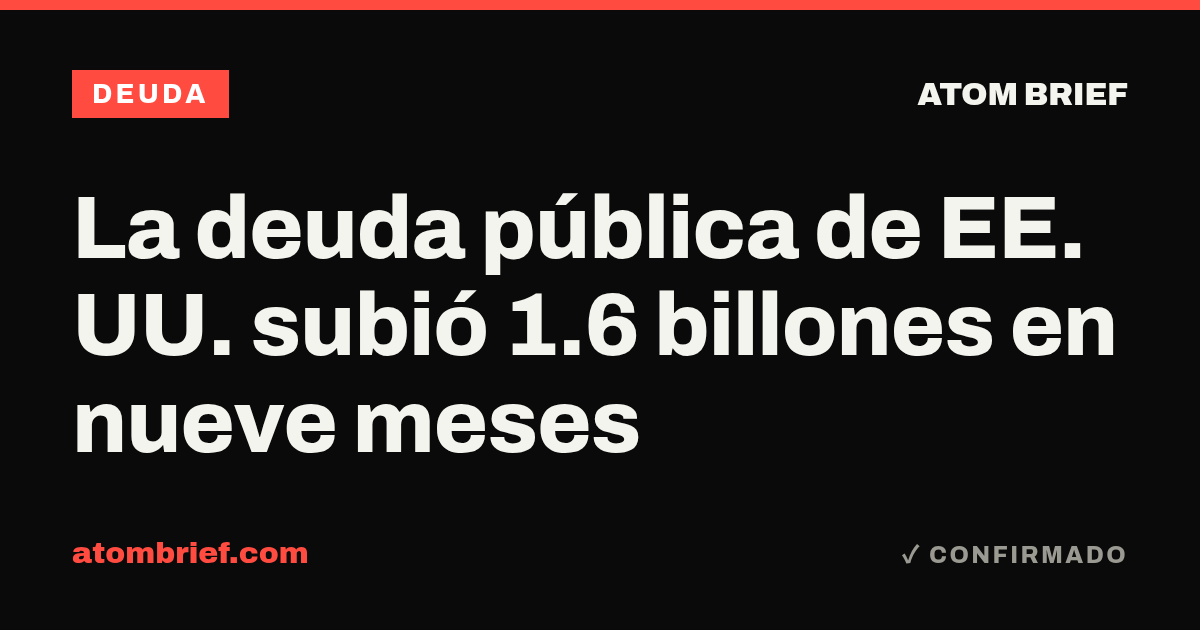 La deuda pública de EE. UU. subió 1.6 billones en nueve meses