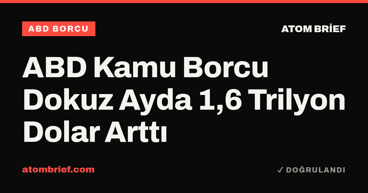 ABD Kamu Borcu Dokuz Ayda 1,6 Trilyon Dolar Arttı