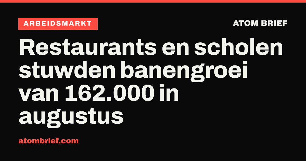 Restaurants en scholen stuwden banengroei van 162.000 in augustus