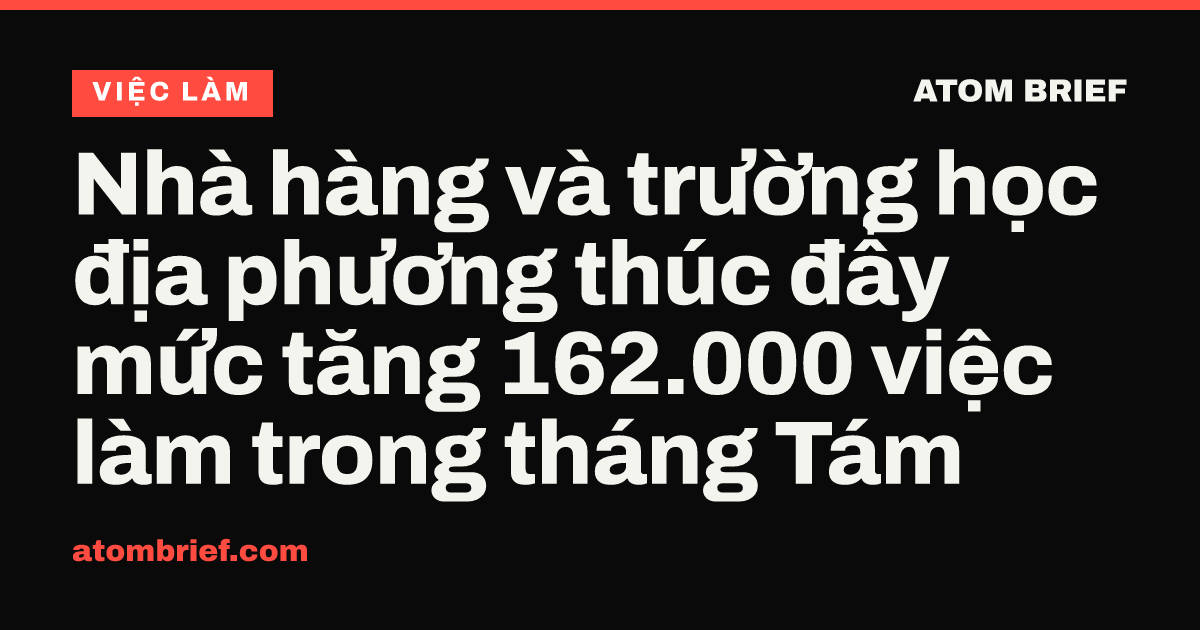 Nhà hàng và trường học địa phương thúc đẩy mức tăng 162.000 việc làm trong tháng Tám