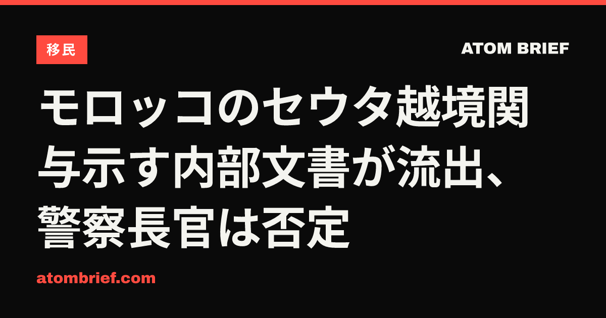 モロッコのセウタ越境関与示す内部文書が流出、警察長官は否定