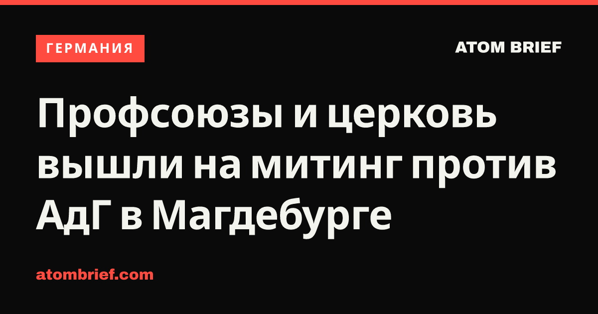 Профсоюзы и церковь вышли на митинг против АдГ в Магдебурге